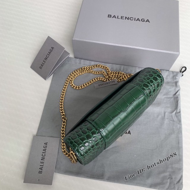 Balenciaga專櫃爆款鱷魚紋金扣Hourglass mini鏈帶包 巴黎世家鏈條沙漏包 fyj1474